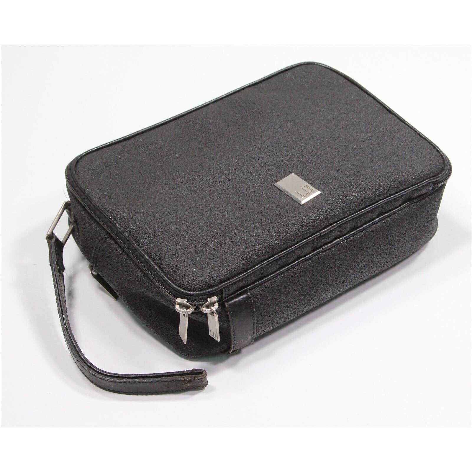 Dunhill Black Textured Canvas Clutch Bag Pochette - Authentic